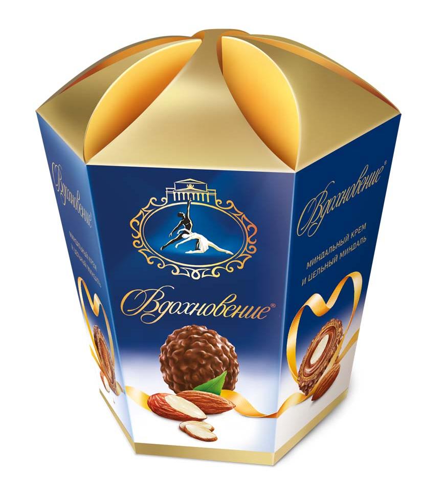 Конфеты в коробке Вдохновение с миндальным кремом и целым миндалём