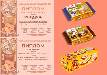 Продукция кондитерских фабрик Холдинга «Объединённые кондитеры» отмечена почетными наградами за высокое качество на Всероссийском конкурсе «Печенье, пряник, вафли России – 2026» 